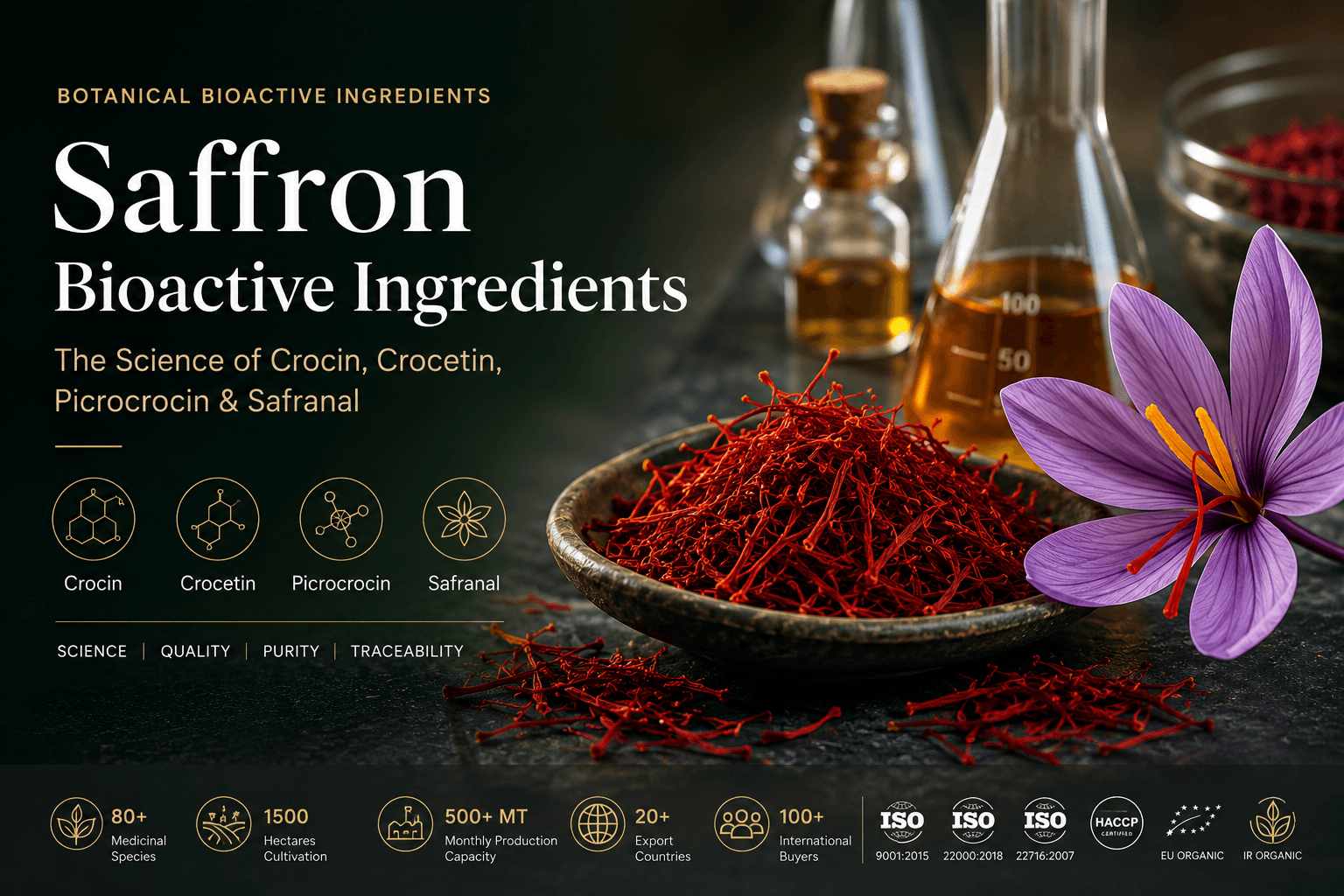 Saffron Bioactive Ingredients: The Science of crocin & safranal