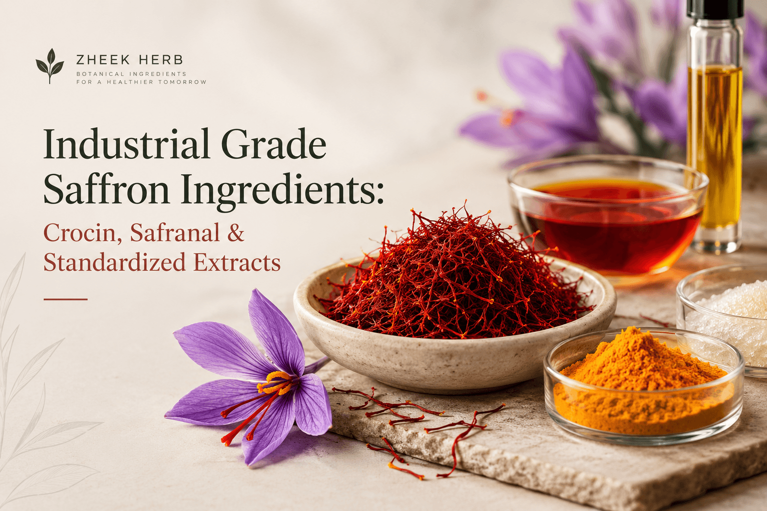 Industrial Grade Saffron Ingredients: Crocin, Safranal & Standardized Extracts
